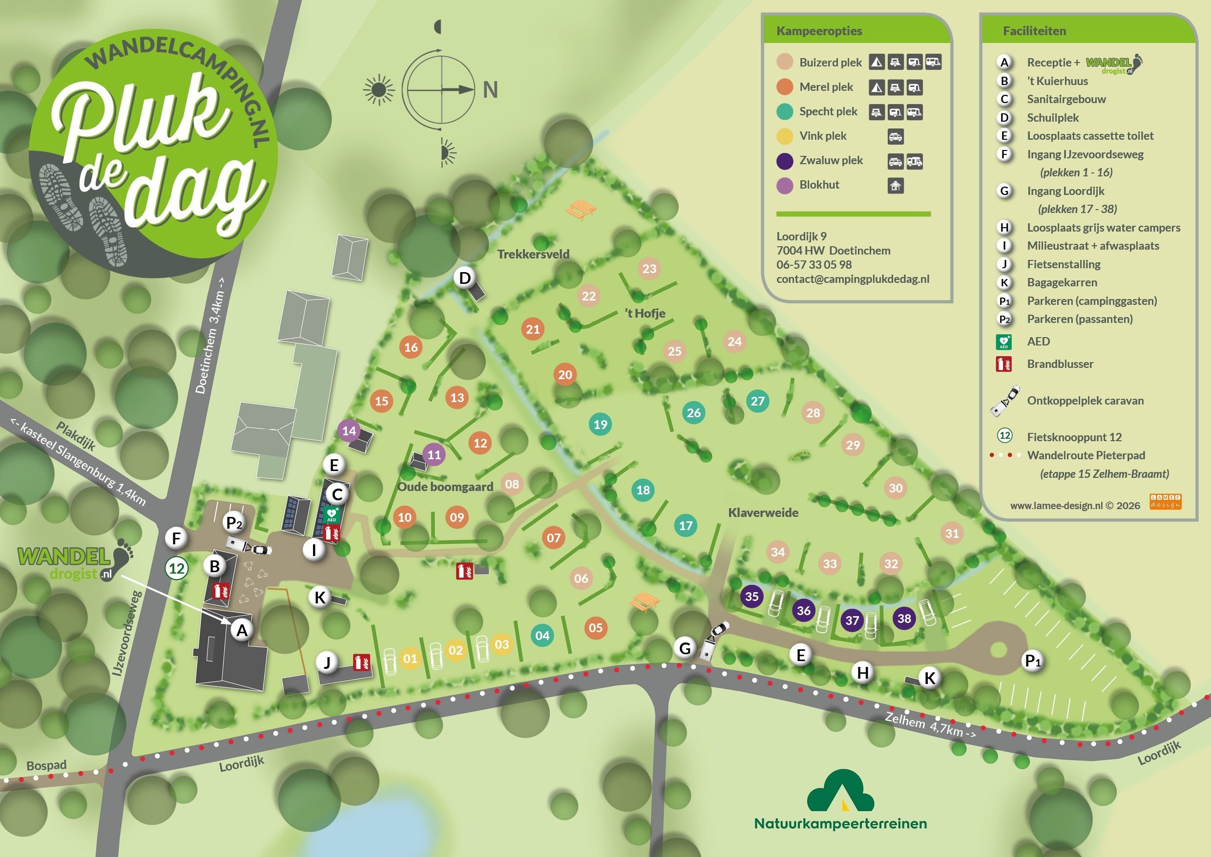 plattegrond van camping pluk de dag